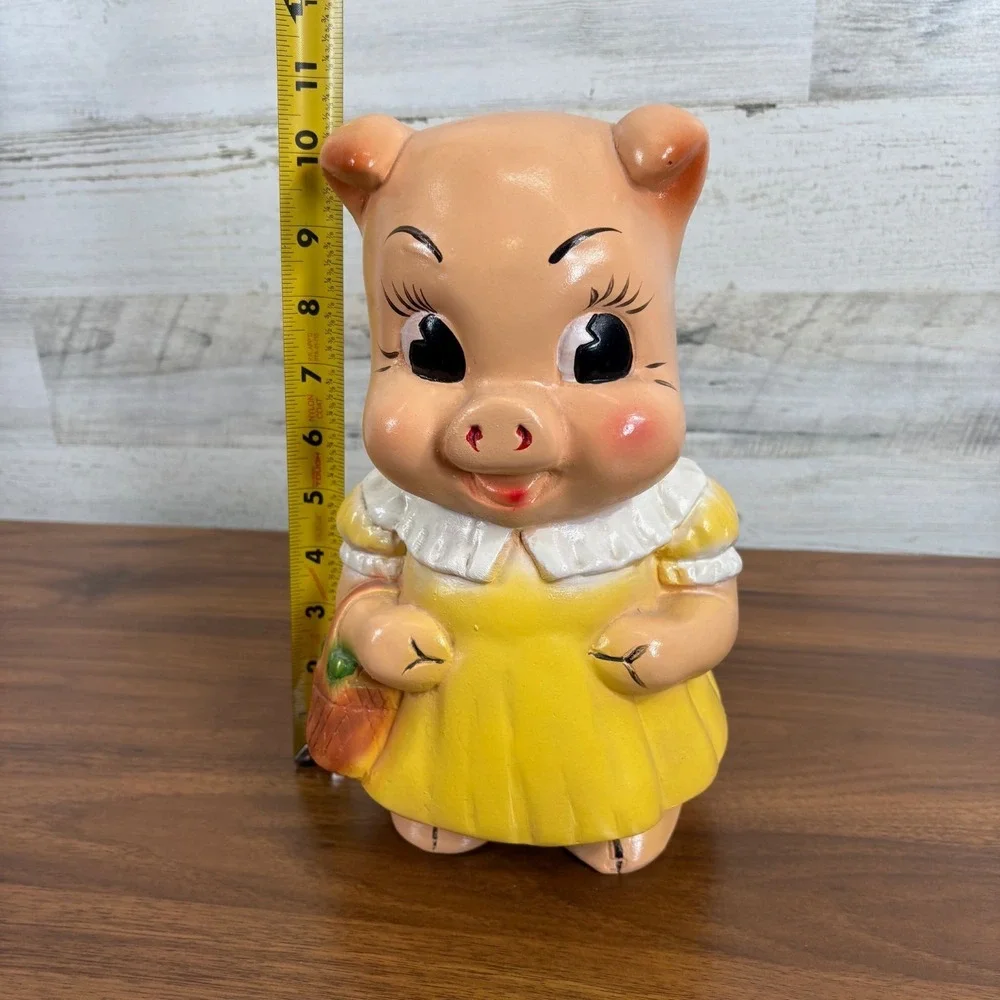 Vintage Chalkware Piggy Bank Hand Painted‎ Large 11